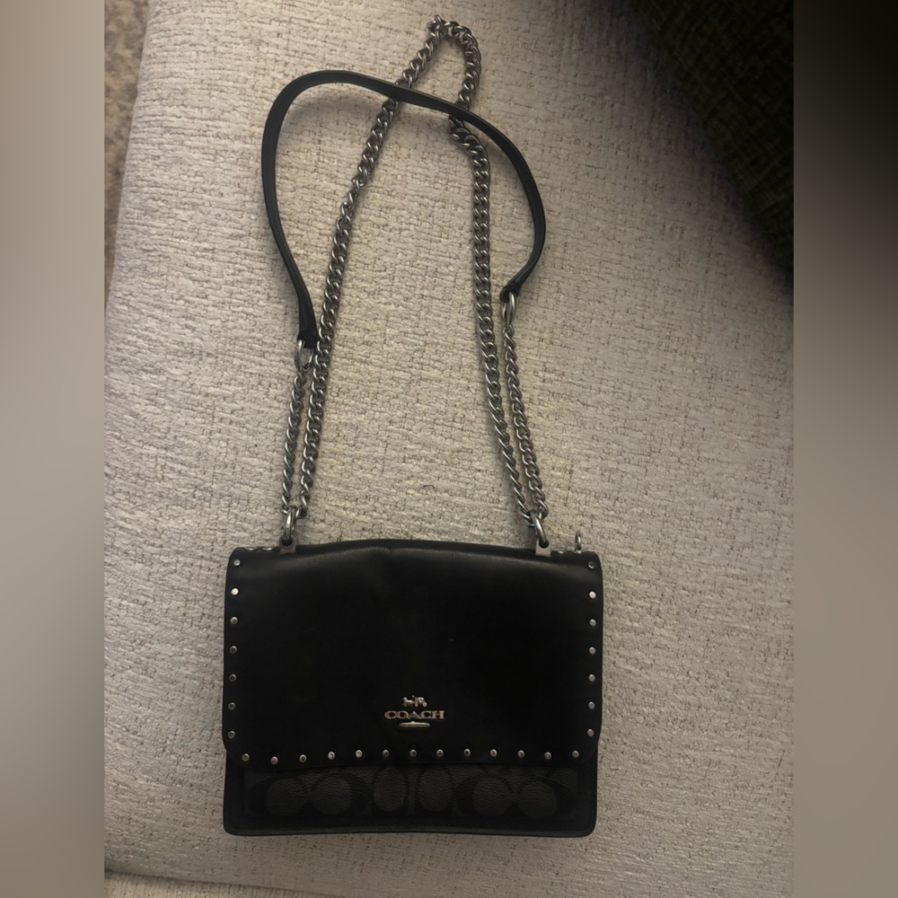 Coach Black Crossbody Bag with Silver Chain